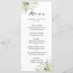 Botanische bruiloft voor groene oliage menu