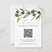 Botanische Bruiloft Website RSVP Kaart met QR Code (Voorkant)