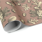 Botanische  bruin eikenbladeren eikels cadeaupapier (Rol Hoek)