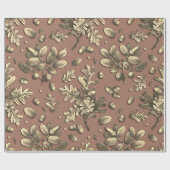 Botanische  bruin eikenbladeren eikels cadeaupapier (Vlak)