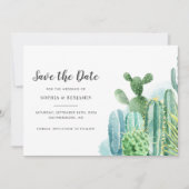 Botanische Cacti Waterverf Succulent Weddenschap Save The Date (Voorkant)