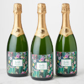 Botanische Cactus+Florals I Drink Label Sparkling Wijnetiket (Flessen)