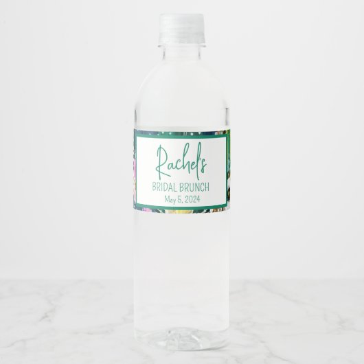 Botanische Cactus+Florals I Drink Label Waterfles Etiket (Voorkant)