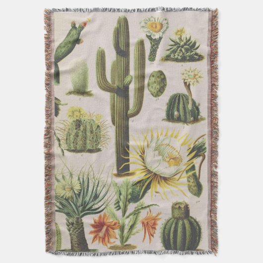 Botanische Cactus Illustratie Deken (Voorkant Verticaal)