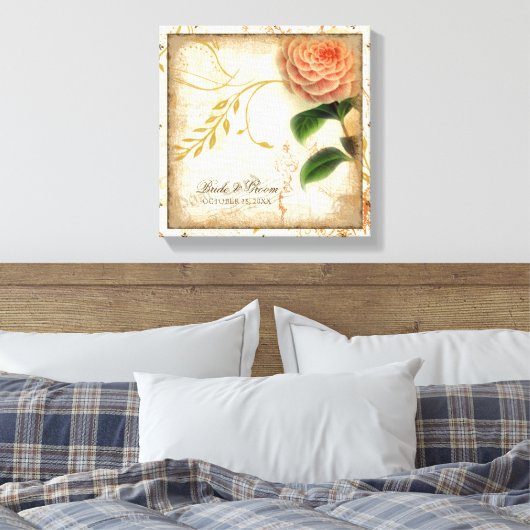 Botanische Camellia Gepersonaliseerd bruiloft gepe Canvas Afdruk (Insitu (Slaapkamer))