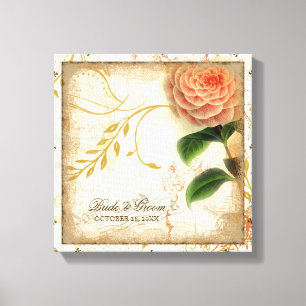 Botanische Camellia Gepersonaliseerd bruiloft gepe Canvas Afdruk