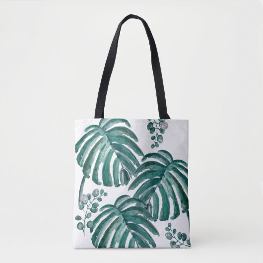 Botanische Canvas tas met handpalmblad (Voorkant)