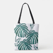 Botanische Canvas tas met handpalmblad (Achterkant)