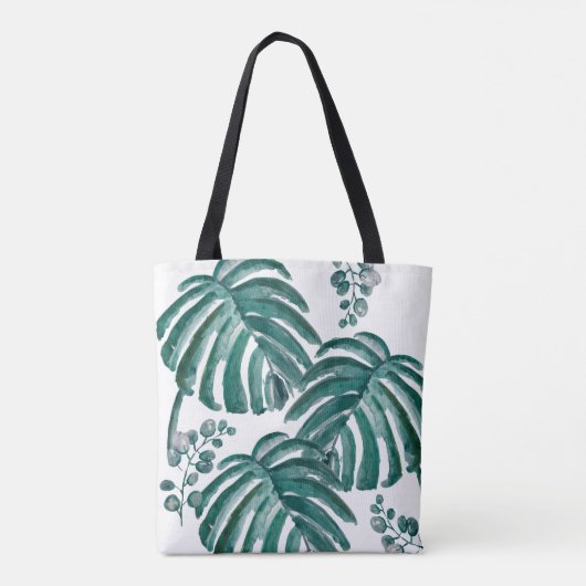 Botanische Canvas tas met handpalmblad (Achterkant)