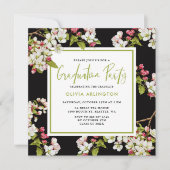 Botanische Cherry Blossom Afstuderen Invitation Kaart (Voorkant)