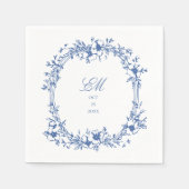 Botanische Chinoiserie Monogram Crest Bruiloft Log Servet (Voorkant)