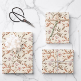 Botanische Chintz Bloemen Inpakpapier Roze Roest Vel
