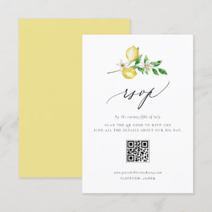 Botanische citroen en groen bruiloft QR-code RSVP Kaartje