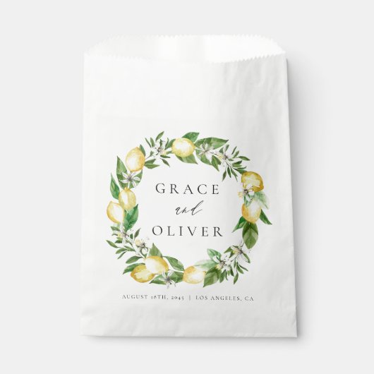 Botanische citroen en groen dank je bruiloft bedankzakje (Voorkant)