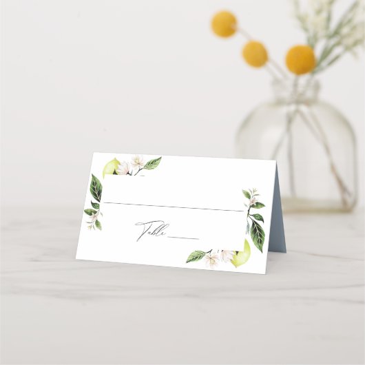 Botanische Citroenen Wedding Place Card (Voorkant)