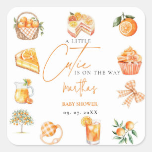 Botanische citrus sinaasappel Cutie Zomer Baby sho Vierkante Sticker