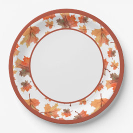 Botanische Cocoa Stripes & Maple Leaves Papieren Bordje