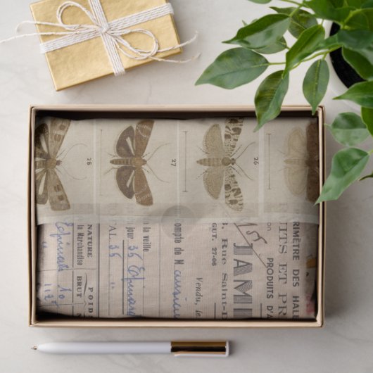  botanische collage en ephemera tissuepapier (Geschenk)