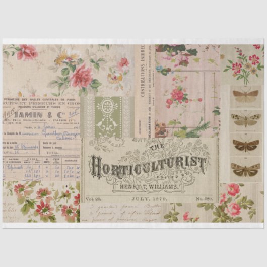  botanische collage en ephemera tissuepapier (Voorkant)