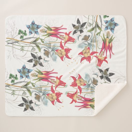 Botanische Columbine Flowers Sherpa Blanket Sherpa Deken (Voorkant (horizontaal))