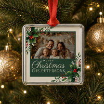 Botanische Crème Aangepaste Foto Kerstbal