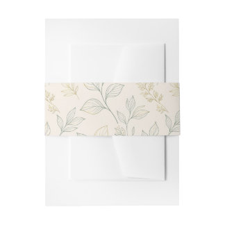 Botanische Crème & Blad Natuur Uitnodigingen Wikkel