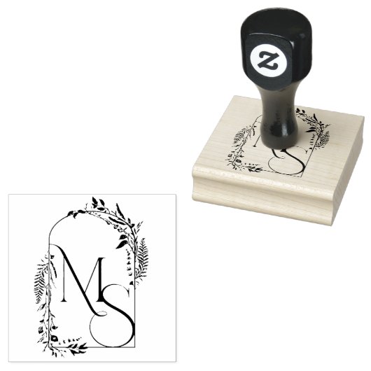 Botanische Crest Monogram | Aangepaste bruiloft Rubberstempel (Gestempeld)