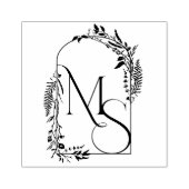 Botanische Crest Monogram | Aangepaste bruiloft Rubberstempel (Afrduk)