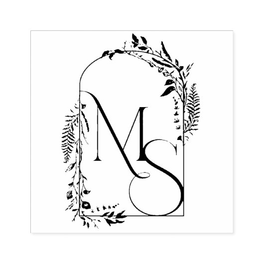 Botanische Crest Monogram | Aangepaste bruiloft Rubberstempel (Afrduk)