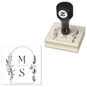 Botanische Crest Monogram | Aangepaste bruiloft Rubberstempel (Gestempeld)