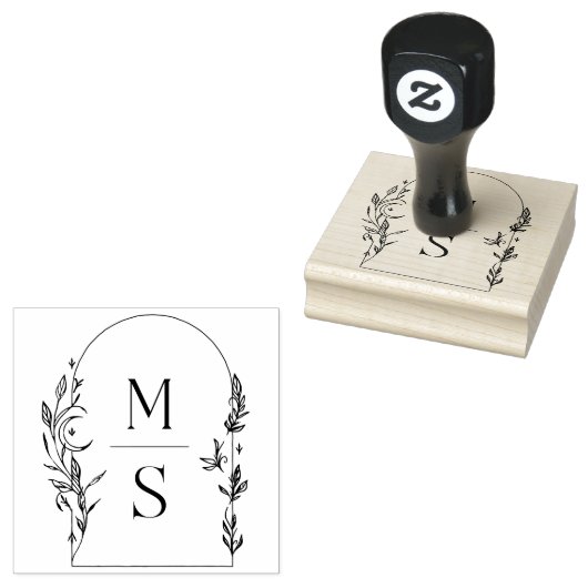 Botanische Crest Monogram | Aangepaste bruiloft Rubberstempel (Gestempeld)