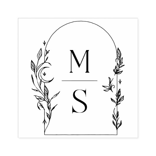 Botanische Crest Monogram | Aangepaste bruiloft Rubberstempel (Afrduk)