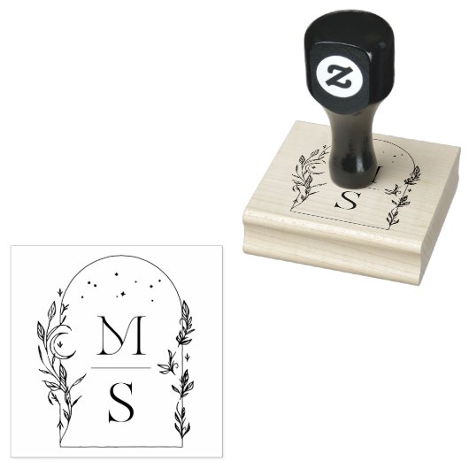 Botanische Crest Monogram | Aangepaste bruiloft Rubberstempel (Gestempeld)