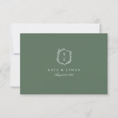 Botanische Crest Monogram QR Code Bruiloft RSVP Kaart (Achterkant)
