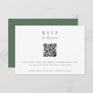 Botanische Crest Monogram QR Code Bruiloft RSVP Kaart