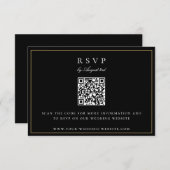 Botanische Crest Monogram QR Code Weddenschap RSVP Kaartje (Voorkant / Achterkant)