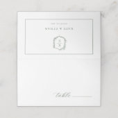 Botanische Crest Monogram Sage Weddenschap (Buitenkant ongevouwen)