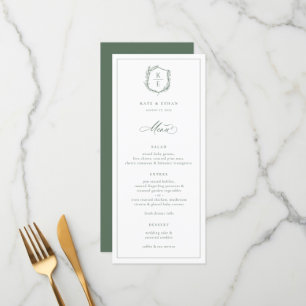 Botanische Crest Monogram Sage Weddenschap Menu
