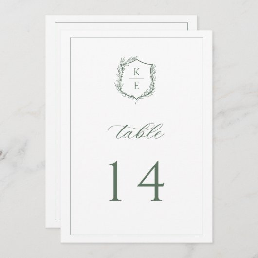 Botanische Crest Monogram Weddenafel Programma (Voorkant / Achterkant)