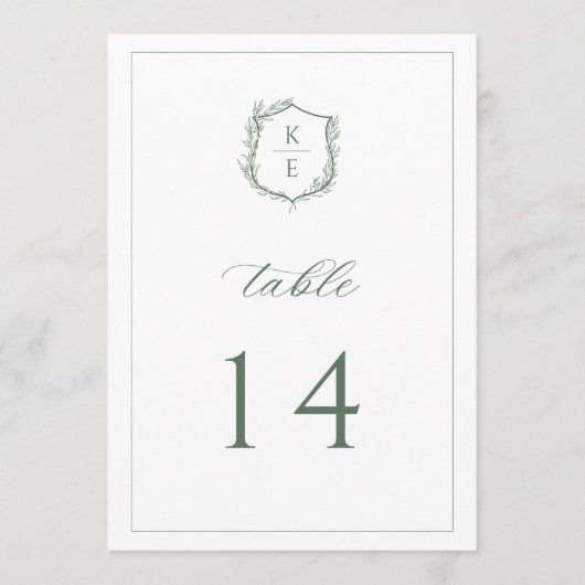 Botanische Crest Monogram Weddenafel Programma (Voorkant)