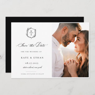 Botanische Crest Monogram Weddenfoto Save The Date