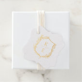 Botanische Crest Monogram Weddenschap Bedankjes Labels (Met doos)