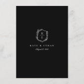 Botanische Crest Monogram Weddenschap Details Informatiekaartje (Achterkant)