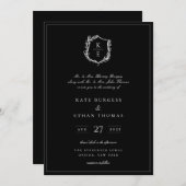 Botanische Crest Monogram Weddenschap Kaart (Voorkant / Achterkant)