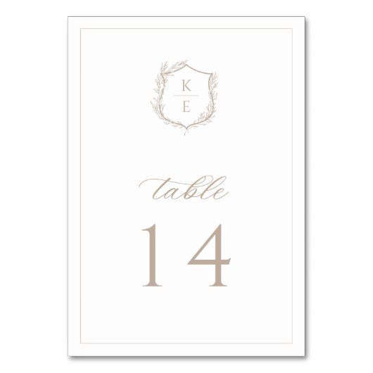 Botanische Crest Monogram Weddenschap Kaart (Voorkant)