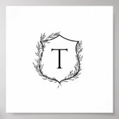 Botanische Crest Monogram Weddenschap Poster (Voorkant)