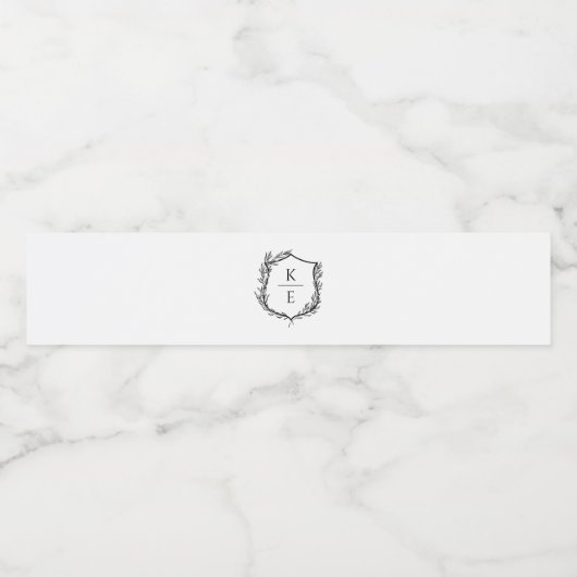 Botanische Crest Monogram Weddenschap Water Fles L Waterfles Etiket (Enkel label)