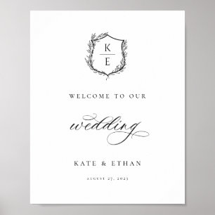 Botanische Crest Monogram Weddenschap Welkom Poster