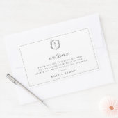 Botanische Crest Monogram Weddenschap Welkom Rechthoekige Sticker (Envelop)