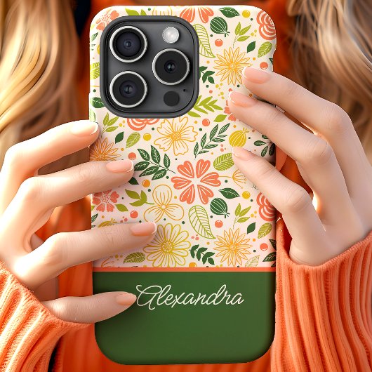 Botanische Cute Bloemmotief Script Naam Case-Mate iPhone Case